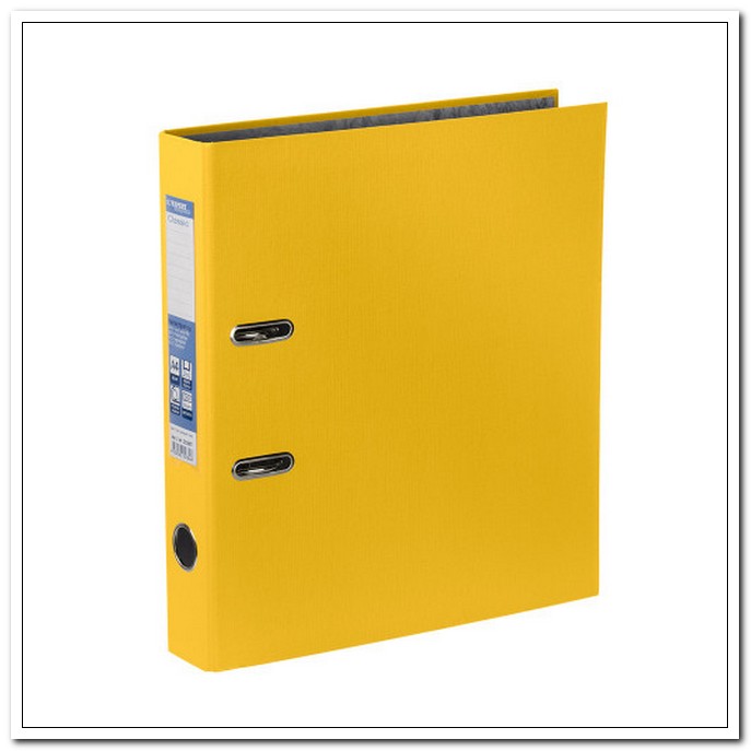 Папка-регистратор 50 мм желтая Classic несъемный арочный механизм арт. 25187