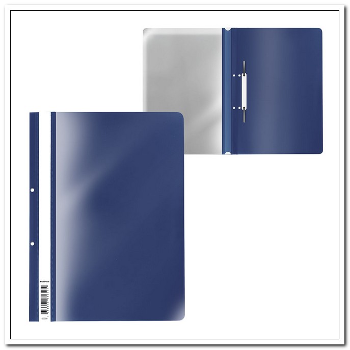 Папка-скоросшиватель А4 140мкм с перфорацией пластиковая синяя Fizzy Classic арт. 50037  Erich Krause