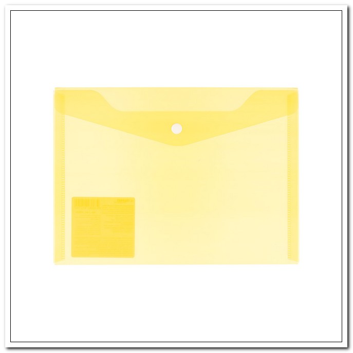 Папка-конверт на кнопке А5  Classic, 180мкр, желтый арт. 220550