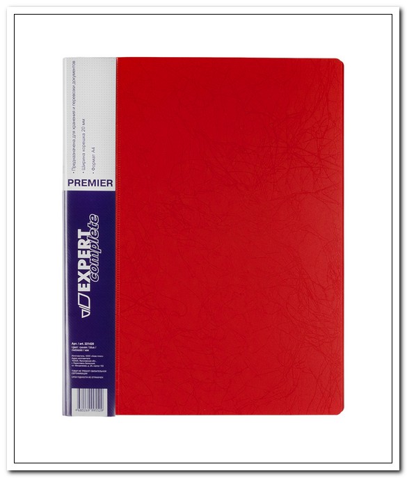 Папка 60файлов 700мкр волокно "Expert Complete" Premier Красная, корешок 25мм арт. 22148