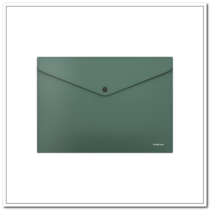 Папка-конверт на кнопке А4 160мкр непрозрачная зеленая, Diagonal Classic арт. 50294 Еrich Krause       