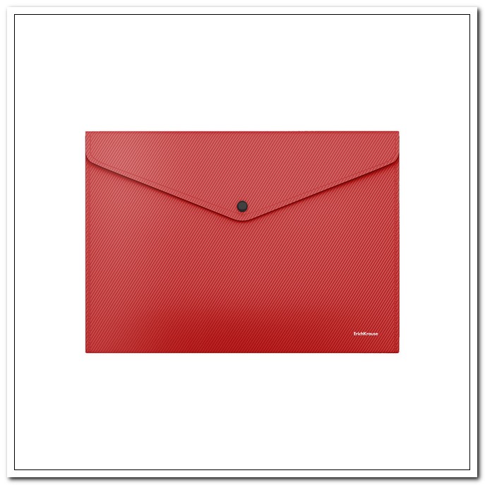 Папка-конверт на кнопке А4 160мкр непрозрачная красная, Diagonal Classic арт. 50292 Еrich Krause       