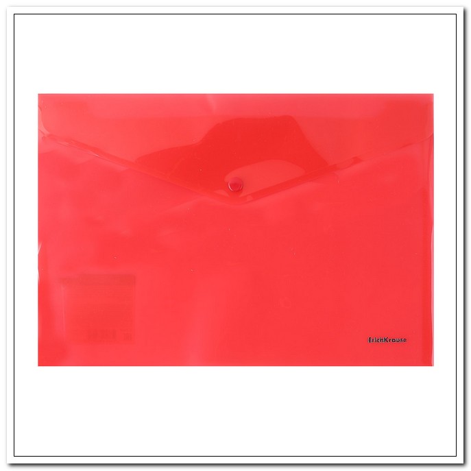 Папка-конверт на кнопке А4 180мкр полупрозрачная красная, Classic арт. 47048 Еrich Krause       