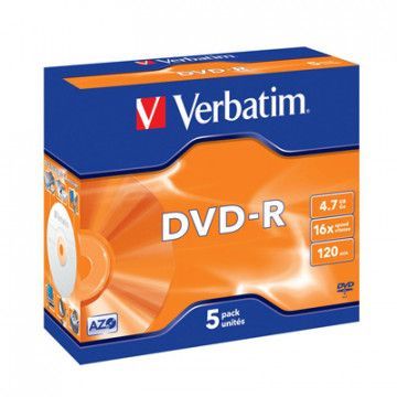 Диск DVD-R 4.7ГБ, 16х, Verbatim Azo Matt Silver, Slim/1 арт. 64730 / 43547