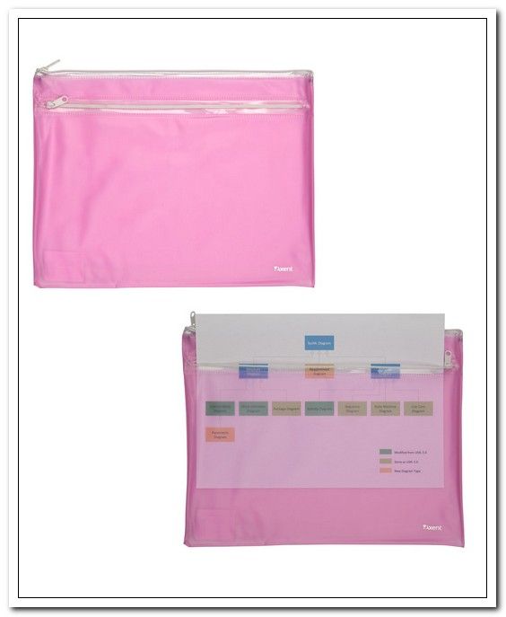 Папка-конверт на молнии А4 2 отделения, розовая  ПВХ 250мкм арт. 1427-10-А                