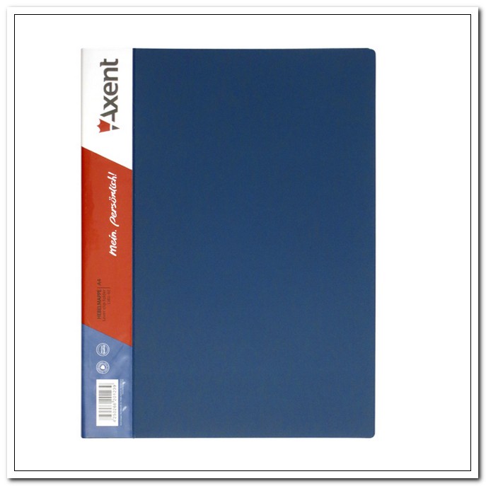 Папка с 1 зажимом А4 0,7 пластик синяя, до 150 листов, внутренний карман арт. 1301-02-А