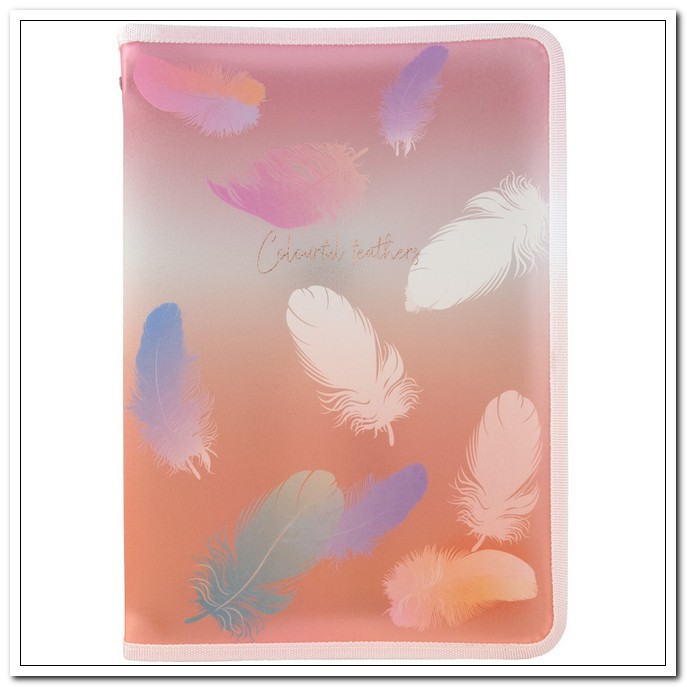 Папка на молнии А4+ 180мкм,  Colourful Feather 04 объемная арт. 1807-94-А