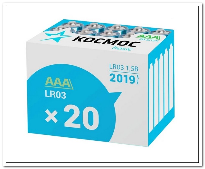 Элемент питания (батарейка) алкалиновая LR03 box 20 (AAA) КОСМОС  2шт./упак. арт. 57796