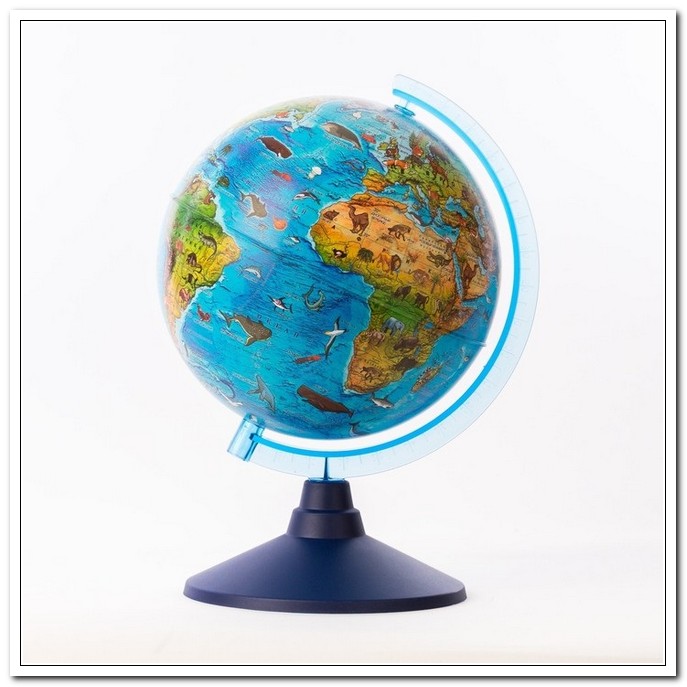 Глобус Зоогеографический 210мм (Детский) с подсветкой от батареек Классик Евро арт. Ве012100249              