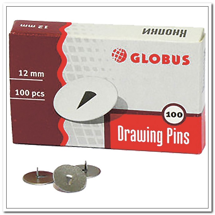 Кнопки канцелярские 12 мм, 100 штук, картонная упаковка арт. К12-100                  