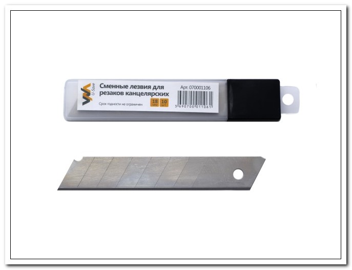 Запасные лезвия для канцелярских ножей 18 мм 10шт арт. 070001106 / 14-1829