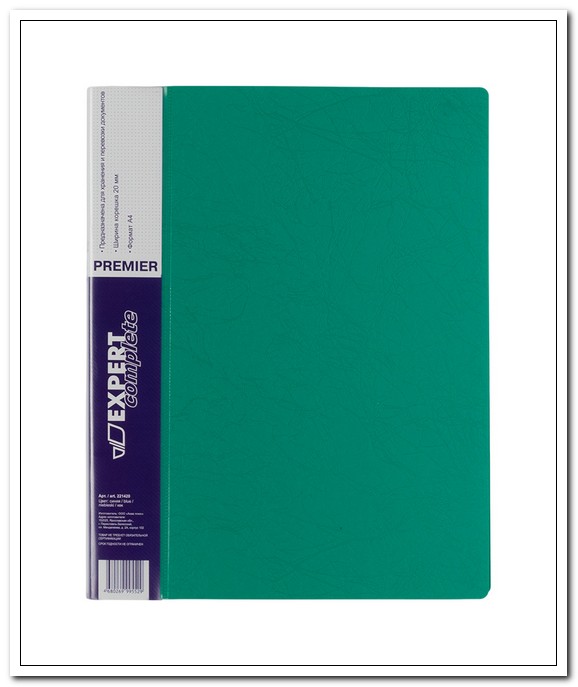 Папка 60файлов 700мкр волокно "Expert Complete" Premier Зеленая, корешок 25мм арт. 22149