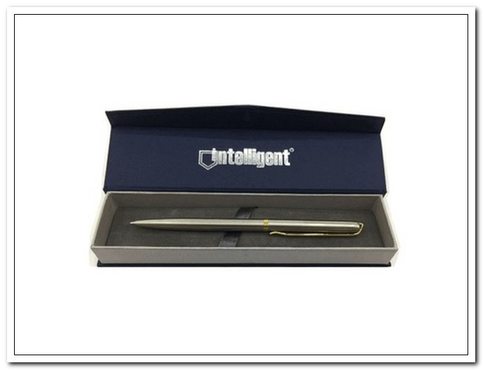 Ручка подарочная шариковая с поворотным механизмом, синяя, металл.цвет корпуса серебро, в футляре арт. SRG111721