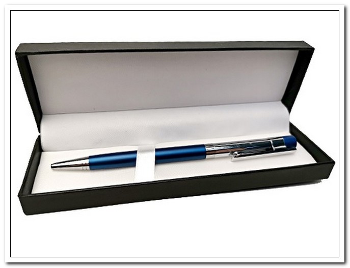 Ручка подарочная шариковая, синяя, корпус синий/серебристый, в футляре  Bikson арт. T70416-69