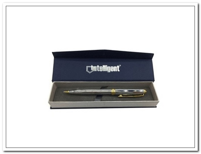 Ручка подарочная шариковая с поворотным механизмом, синяя, металл.цвет корпуса серебро, в футляре арт. SRG111710
