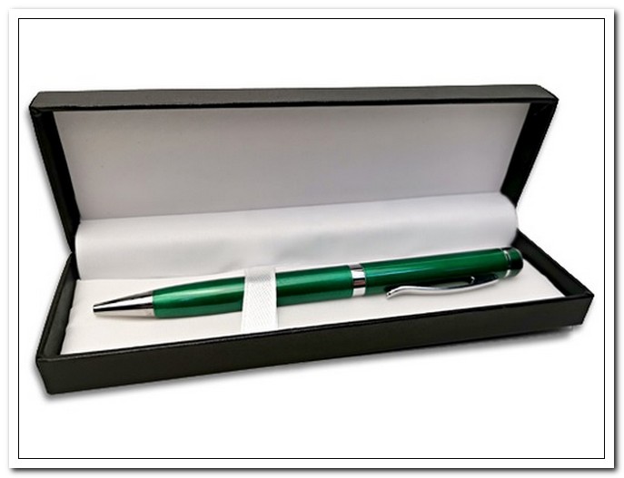 Ручка подарочная шариковая, синяя, корпус зеленый, в футляре  Bikson арт. T70416-64