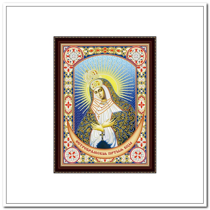 Алмазная мозаика 30*40см Икона Божией Матери №4 с подрамником,частич.заполн.,блестки арт. ВН29