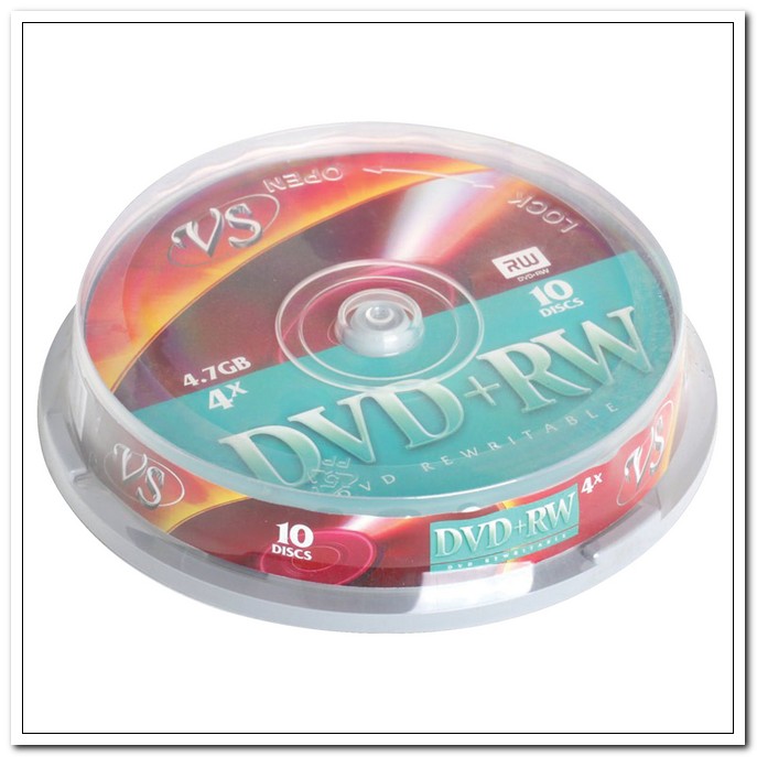 Диск DVD+RW VS 4.7ГБ, 4x, Cake Box (комплект 10 шт) арт. 511543/20632