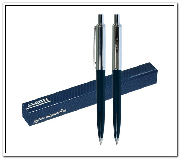 Ручка подарочная шариковая 1.0 Синяя, корпус темно-синий с хромиров.эл. арт. 5070606