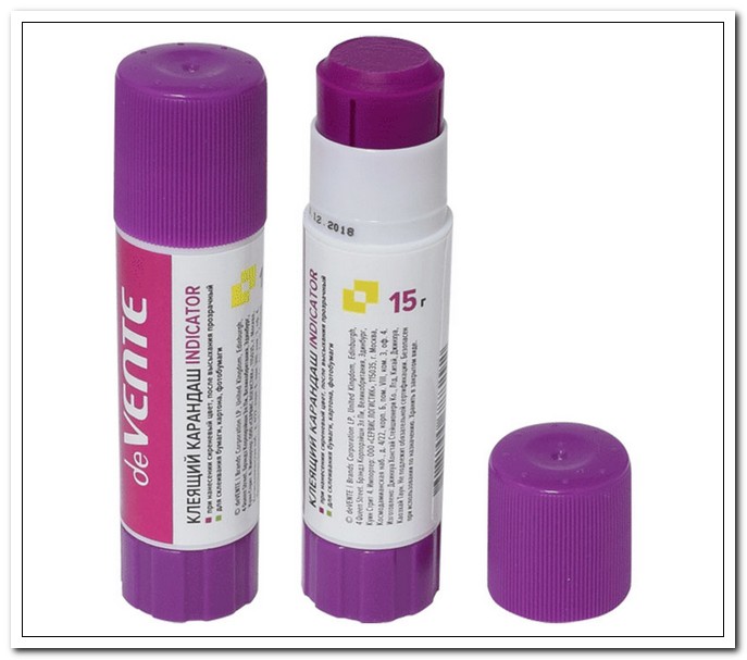 Клей-карандаш 15г на основе ПВА, Indicator, круглый фиолетовый (при высыхании - прозрачный) арт. 4042049