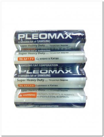 Элемент питания (батарейка) солевая R06 SR-4 (АА) Samsung Pleomax  4шт./упак.  арт. 72                       