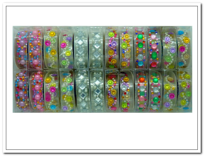 Клейкая лента декоративная со стразами 1,5см *0,5м пластик, микс цветов, ОПП-упаковка арт. М-1339